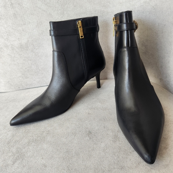 Kurt Geiger heeled booties 10 black leather Kensington Flexi ankle logo new $280 - Picture 6 of 17